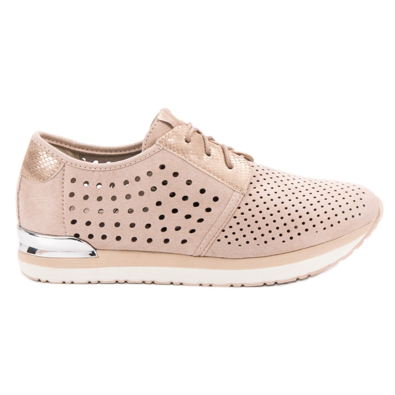 Aclys Prolamované růžové brogues hnědý