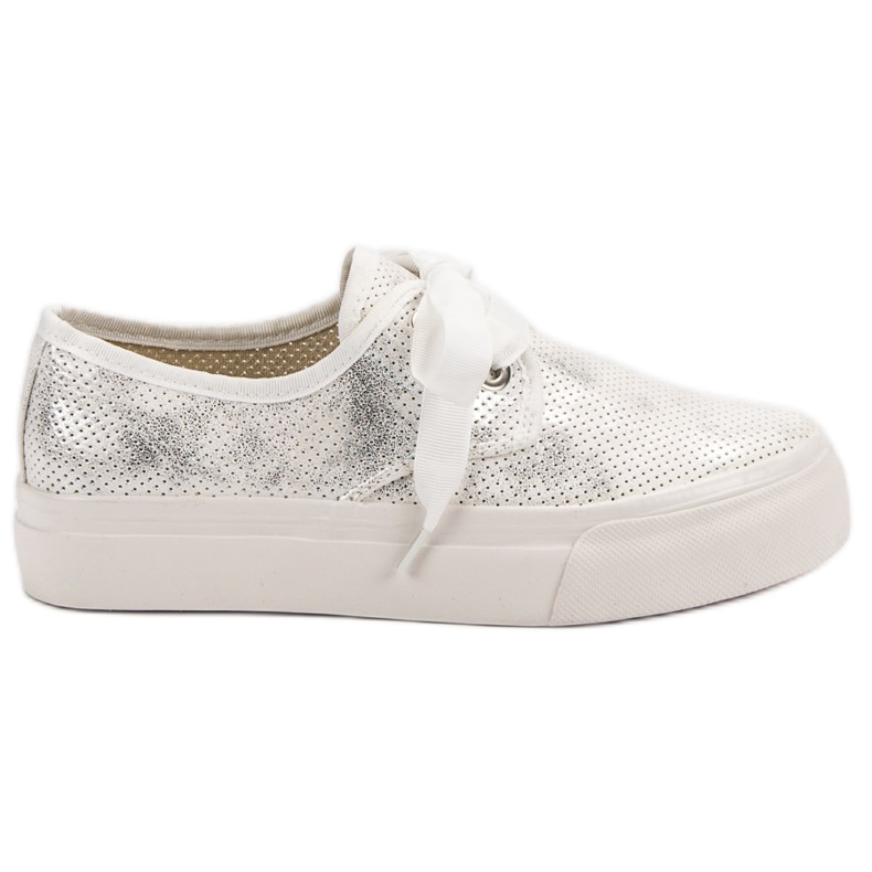 Kylie Tenisky svázané stuhou bílý šedá