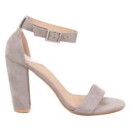 Šedé sandály na sloupku 369-18 Šedá Šedé sandály na sloupku 369-18 Šedá