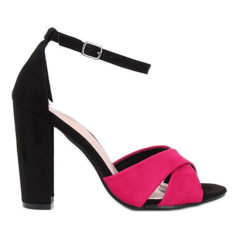 Černé sandály na sloupku 369-34 Fuchsie černá růžový
