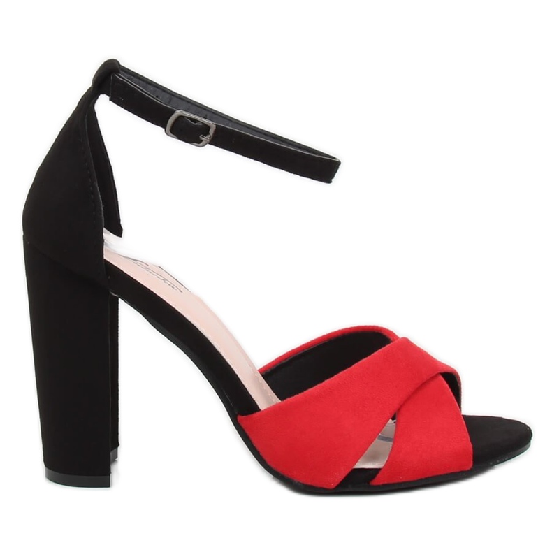 Sandály na sloupku červené a černé 369-34 červené černá