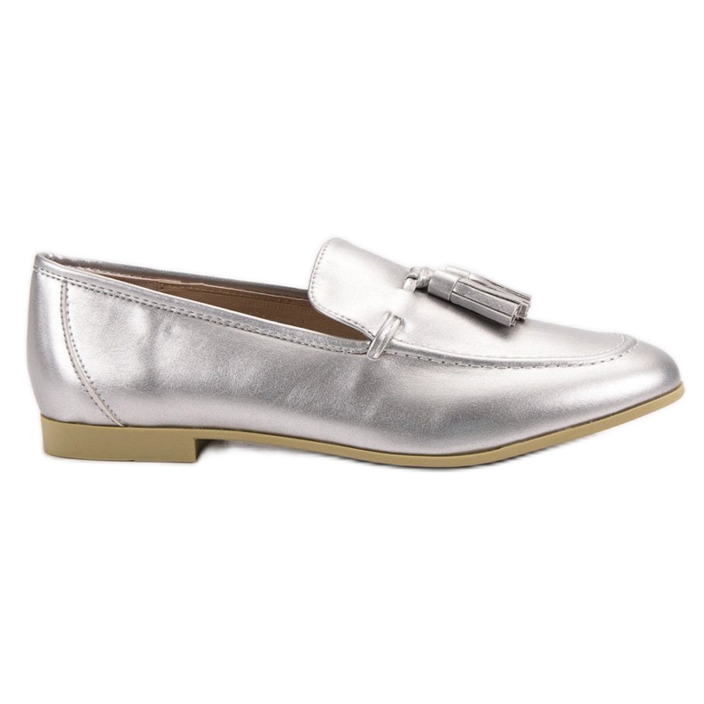 Třásně stříbrné mokasíny VICES šedá