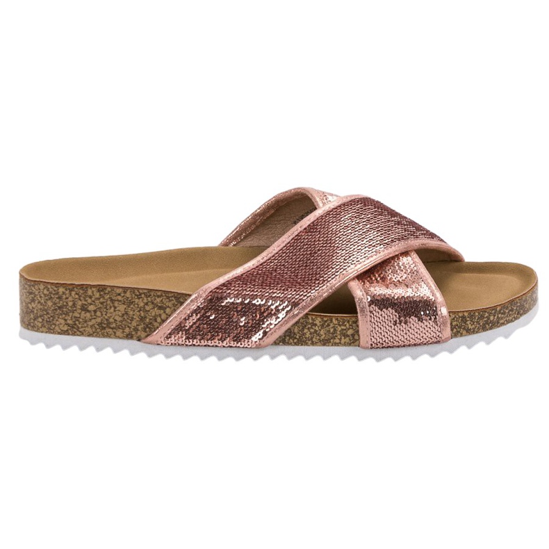 Kylie Růžové pantofle s flitry růžový