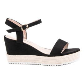 Seastar Pohodlné sandály na klínku černý