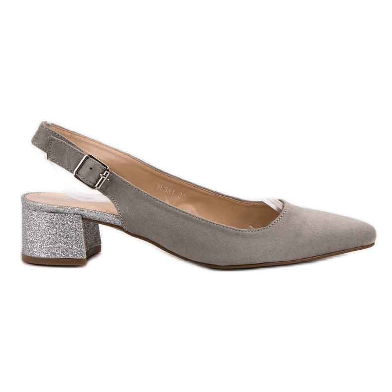 Weide Lodičky s třpytivou patou šedá Weide Lodičky s třpytivou patou šedá