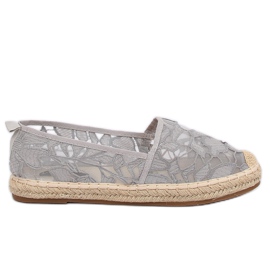 Šedé prolamované espadrilky 68-130 Grey šedá Šedé prolamované espadrilky 68-130 Grey šedá