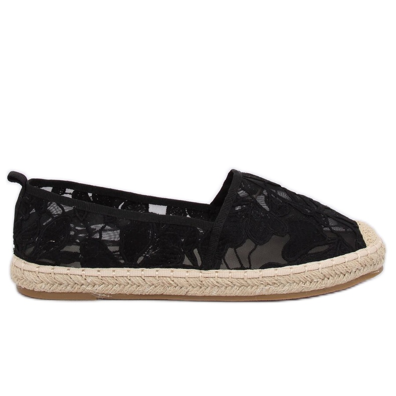 Černé prolamované espadrilky 68-130 Black černá