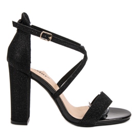 Seastar Elegantní sandály s třpytkami černý
