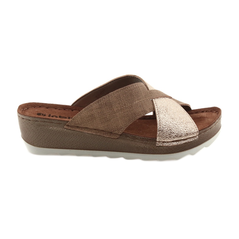 Pantofle KOMFORT INBLU GX006 hnědé / zlaté béžový zlatý