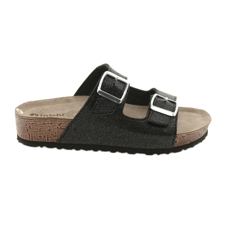 Černé dámské pantofle Inblu NM013 se stříbrnými částečkami černá