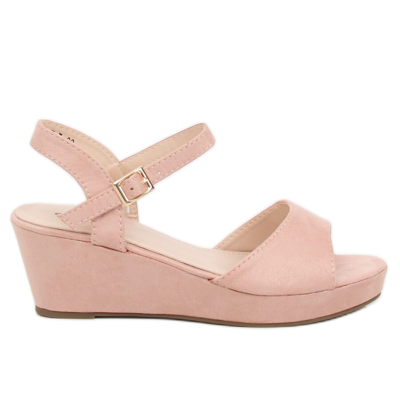 Růžové sandály na nízkém klínovém podpatku růžové K-7 Pink růžový
