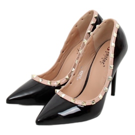 Lodičky na jehlovém podpatku Valentina black LL-76P Black černý