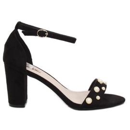 Sandály na sloupek s černými perlami GH1519 Black