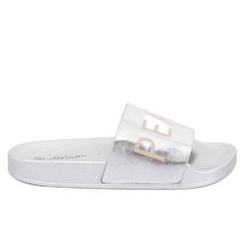 Stříbrné metalické pantofle WL169 Silver šedá