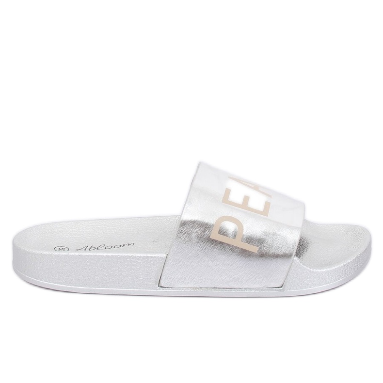 Stříbrné metalické pantofle WL169 Silver šedá