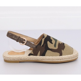 Espadrilky s kamufláží HH-119 s otevřenou patou zelený
