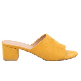 Žluté sandály na vysokém podpatku QL-89 Yellow žluť