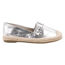 Bestelle Stříbrné espadrilky s cvočky šedá