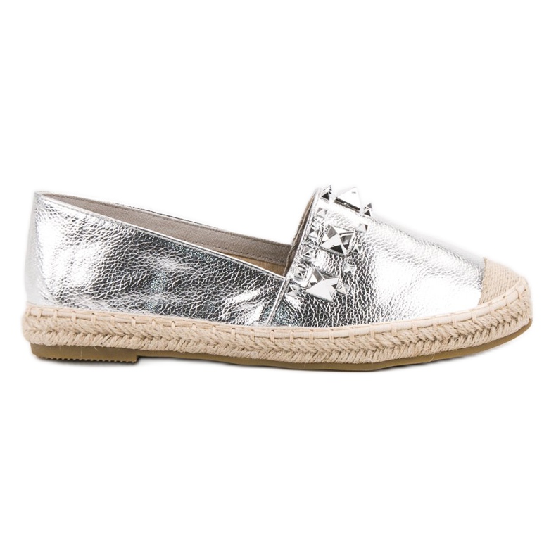 Bestelle Stříbrné espadrilky s cvočky šedá