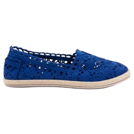 Sweet Shoes Modré krajkové espadrilky modrý