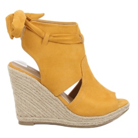 Žluté espadrilky na klíncích žluté LM-023 žluté žluť