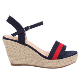 Espadrilky na klíncích námořnická modrá 9072 modrá námořnická modř