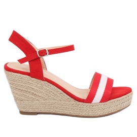 Červené espadrilky na klíncích, červené 9072 červené červený