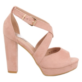 Sandály na růžové platformě B-88 Pink růžový