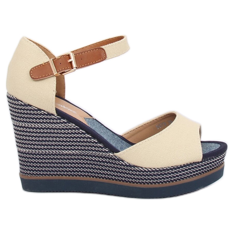 Béžové sandály na klínovém podpatku 9079 Béžová béžový Béžové sandály na klínovém podpatku 9079 Béžová béžový