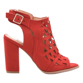 Chc Shoes Prolamované stavěné sandály červený