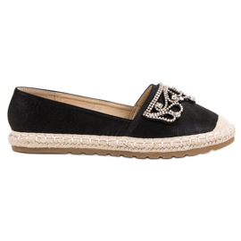 Ideal Shoes Černé espadrilky s ornamenty černá Ideal Shoes Černé espadrilky s ornamenty černá