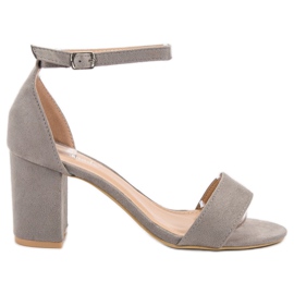 Super Mode Elegantní semišové sandály šedá