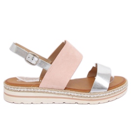 Růžové dámské sandály F056 Pink růžový Růžové dámské sandály F056 Pink růžový