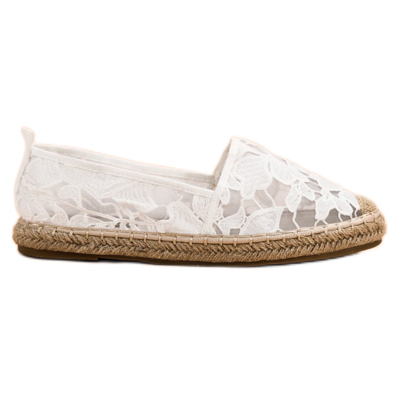 Lucky Shoes Bílé krajkové espadrilky bílý Lucky Shoes Bílé krajkové espadrilky bílý