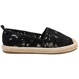 Lucky Shoes Espadrilky z černé krajky černý