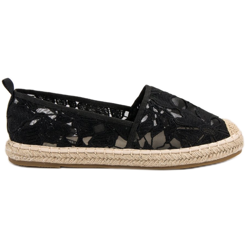 Lucky Shoes Espadrilky z černé krajky černá