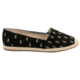 Lucky Shoes Černé espadrilky v ananasu černý