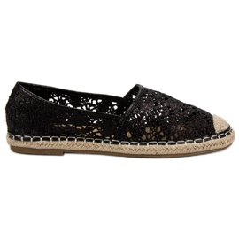 Lucky Shoes Espadrilky z černé krajky černý