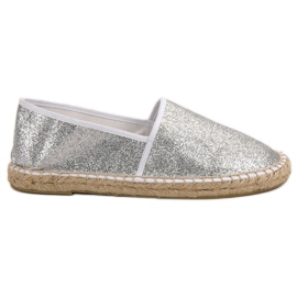 Cm Paris Třpytivé stříbrné espadrilky šedá Cm Paris Třpytivé stříbrné espadrilky šedá
