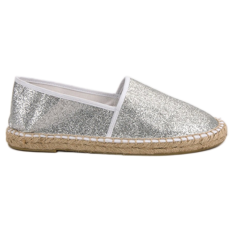 Cm Paris Třpytivé stříbrné espadrilky šedá