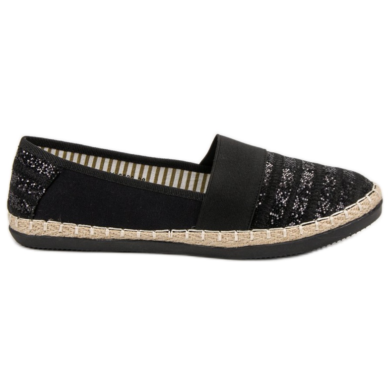 Kayla Lesklé espadrilky černá