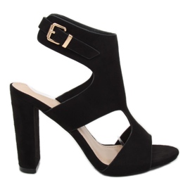 Černé sandály na sloupku J-8711 Black černý