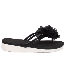 Černé žabky s květinou CK103 Black černý