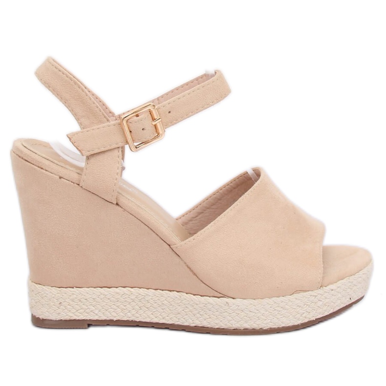 Béžové sandály na klínovém podpatku FD-5M14 Beige béžový