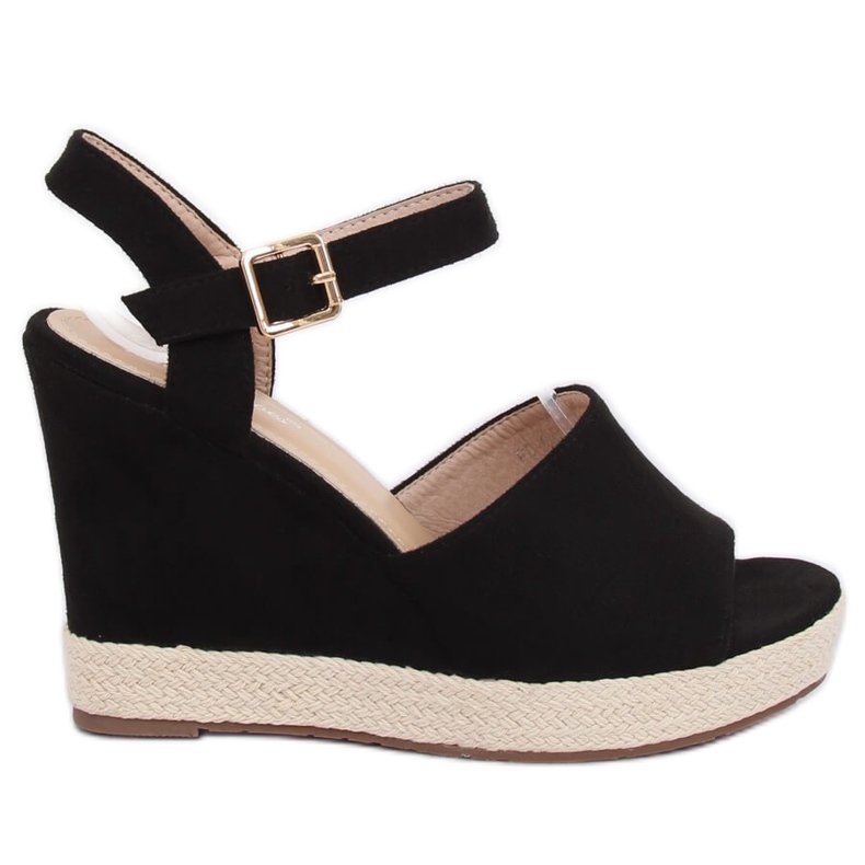 Černé sandály na klínku černé FD-5M14 Black černá