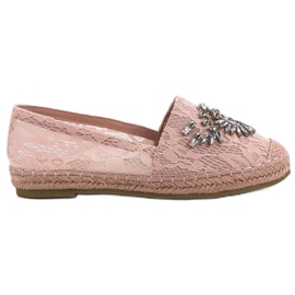 Bestelle Krajkové espadrilky s ornamenty růžový Bestelle Krajkové espadrilky s ornamenty růžový
