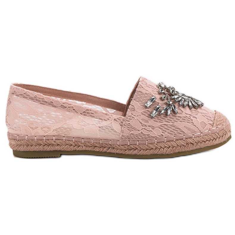 Bestelle Krajkové espadrilky s ornamenty růžový