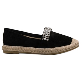 Bestelle Semišové espadrilky s krystaly černý