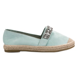 Bestelle Semišové espadrilky s krystaly zelený