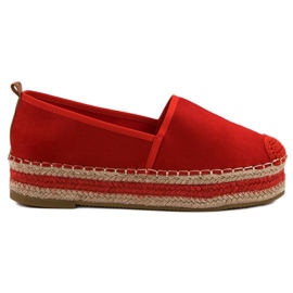 Coura Semišové espadrilky na platformě červené